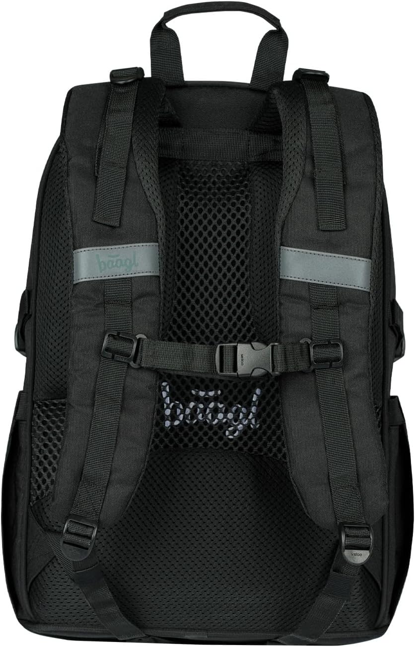 Baagl School Backpack Set, School Bag for Primary School, Primary School Satchel with Chest Strap, Ergonomic School Bag 3 Pieces, Black (uni black), School bag set – Bild 4