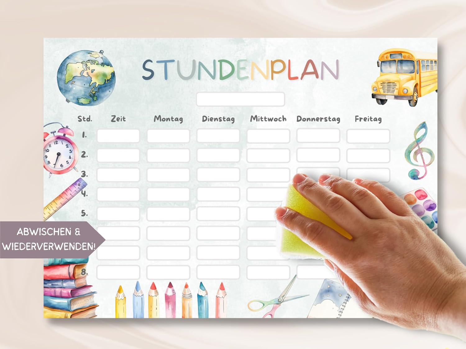 Timetable School Magnetic Wipe Clean for Fridge Whiteboard, Colourful Unisex Weekly Planner Girls Boys Gift for School Child Primary School (Magnetic Timetable Including Pen) – Bild 3
