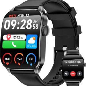 Smartwatch Herren Damen, 1,91“HD-rundum gekrümmter Bildschirm, Fitness-Uhr mit Herzraten- und Schlafmonitor, über 120 Sportaktivitäts-Tracker, Smartwatch IP67 für Android und iOS
