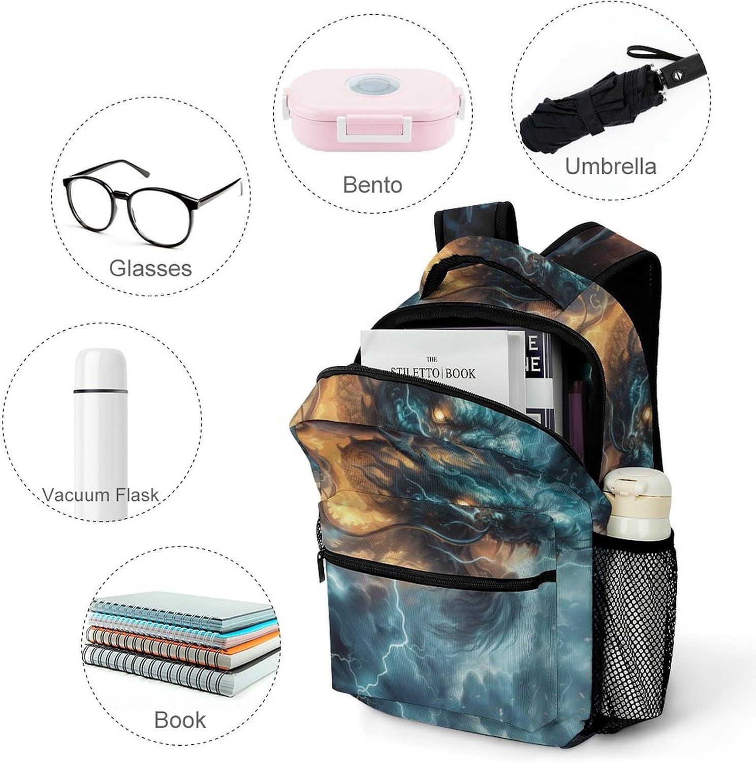 Travel Avocado School Backpack Fruit Pflanzes - Hand Luggage Compatible Format and Handle Loops – Bild 4