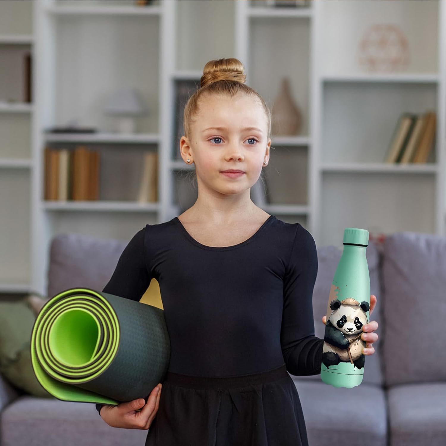 KollyKolla Stainless Steel Drinking Bottle, 500 ml, 3D Print Drinking Bottle, Sports, Suitable for Carbonated Drinks, Leak-Proof Thermos Flask, BPA-Free, Drinking Bottles for Children, School, Sports – Bild 6