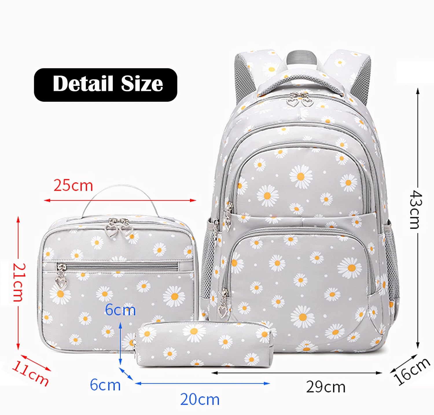 Girls' School Backpack, Women's Oxford Backpack with Floral Pattern, School Bag, Outdoor / Leisure Daypack, School Backpack for Teenagers with USB Charging Port – Bild 9