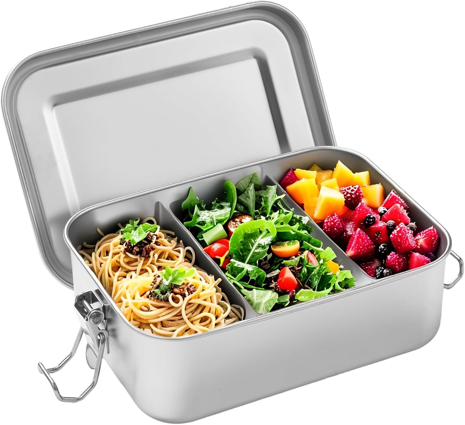 Lunch Box Stainless Steel 850 ml Lunch Box Leak-Proof Lunch Boxes Metal with 2 Compartments Bento Box Lunch Box Environmentally Friendly & BPA Free for Adults and Children