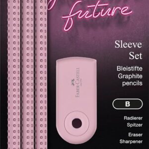 FABER-CASTELL 217084 Pencil Set Sleeve, with Sharpener, Eraser and 3 Pencils, Writing Set Grip 2001 Rose Shadows