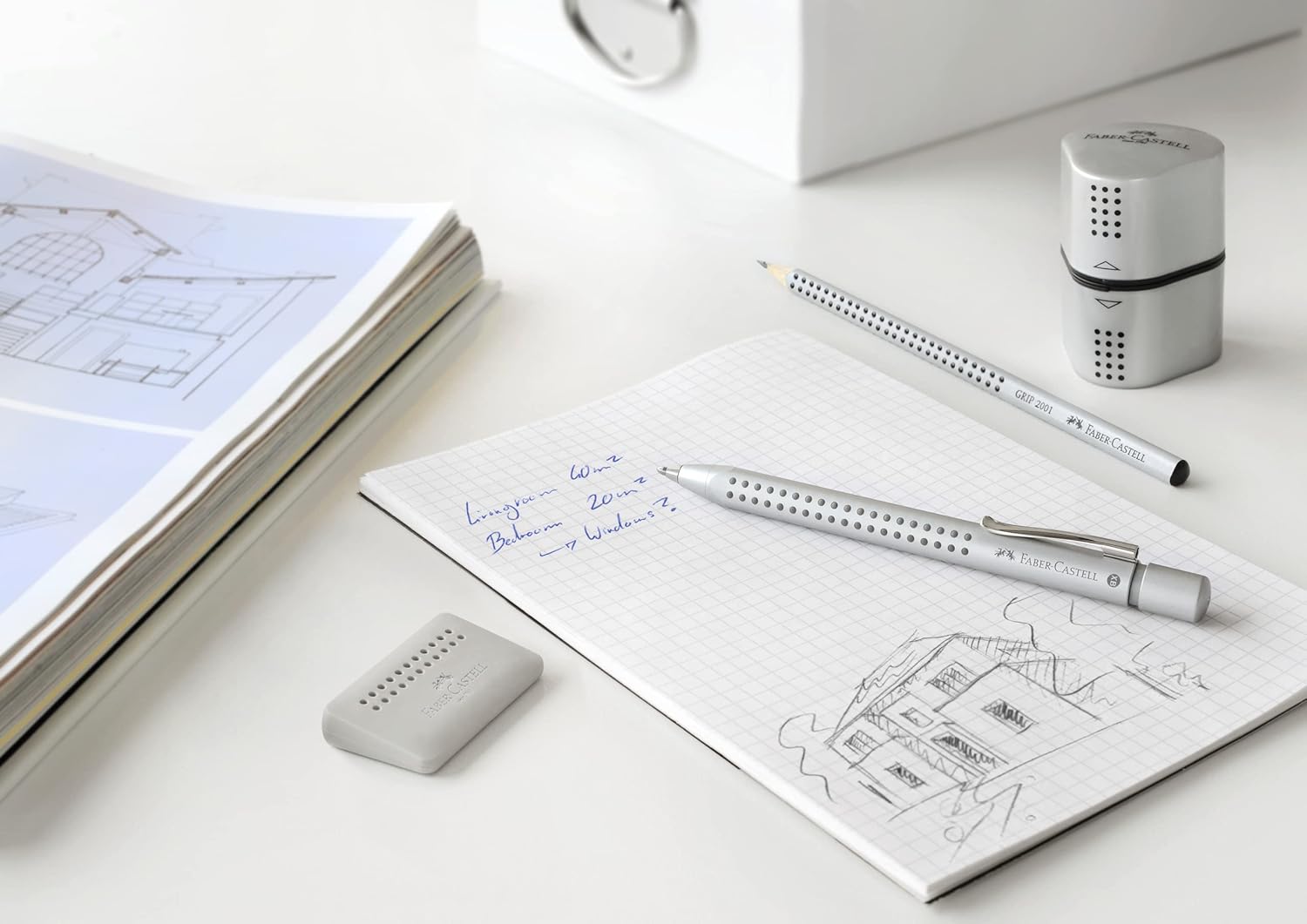 Faber-Castell Trio Pencil Sharpener Tub Box GRIP 2001 Silver – Bild 4