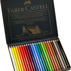 Faber-Castell 110024 – Artist color pencil, 24 Polychromos metal case