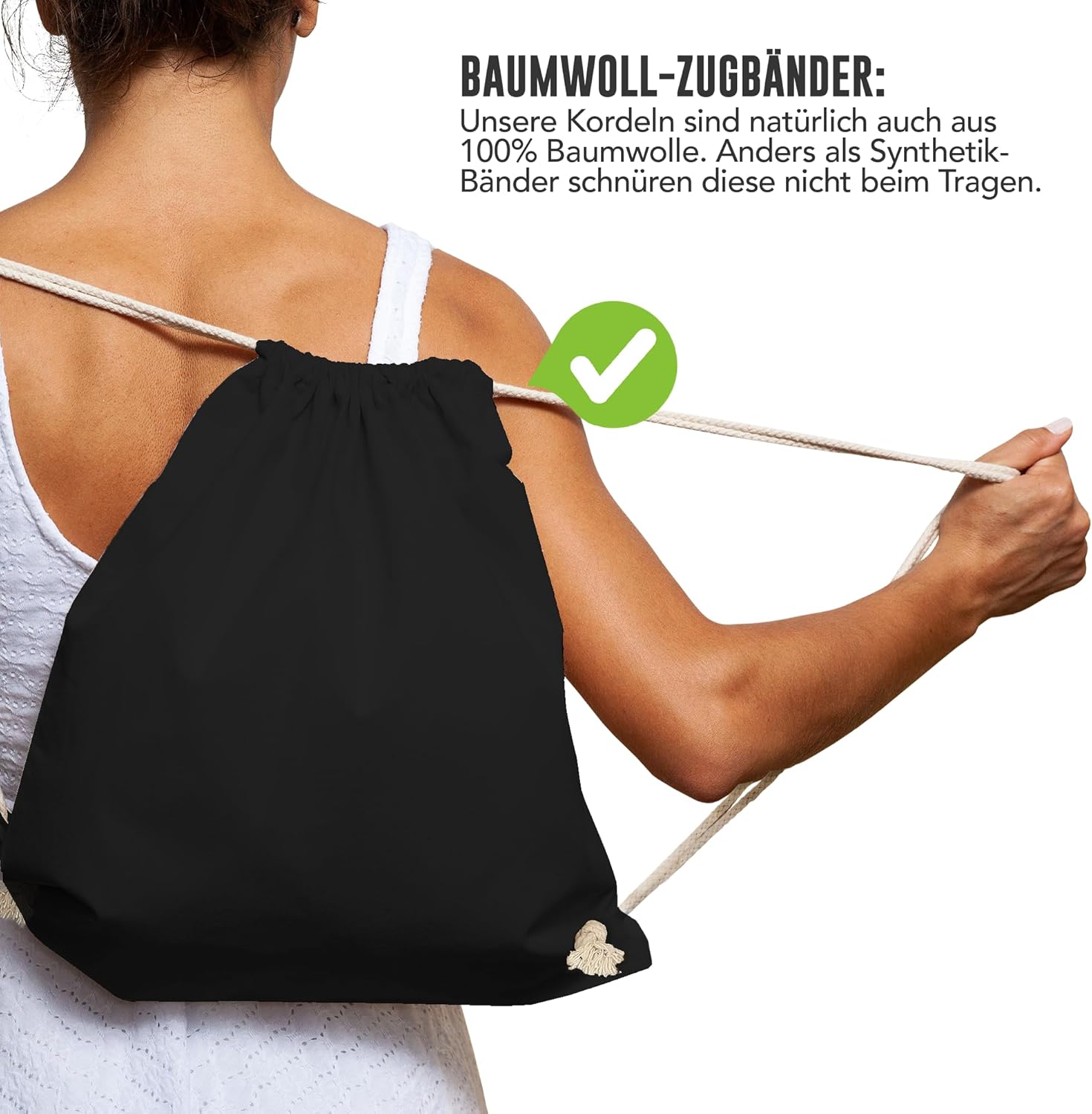 ELES VIDA Cotton Gym Bag, 1 Piece, 38 x 42 cm, Sports Bag, Backpack, Fabric Bag, Cotton Bag, Jute Bag, Oeko-Tex® Tested Fabric Bag for Men and Women, Children's Gym Bag, for Painting – Bild 5