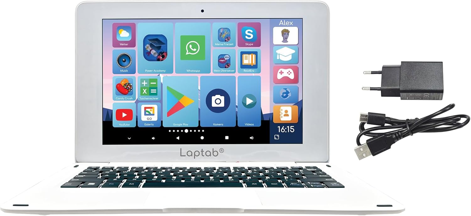 Lexibook, LAPTAB® 10, Laptop with Touch Screen, Designed for the Whole Family, Educational and Fun Content, Powered by Android™, Parental Control, Ultra Slim and Lightweight, LT10EN