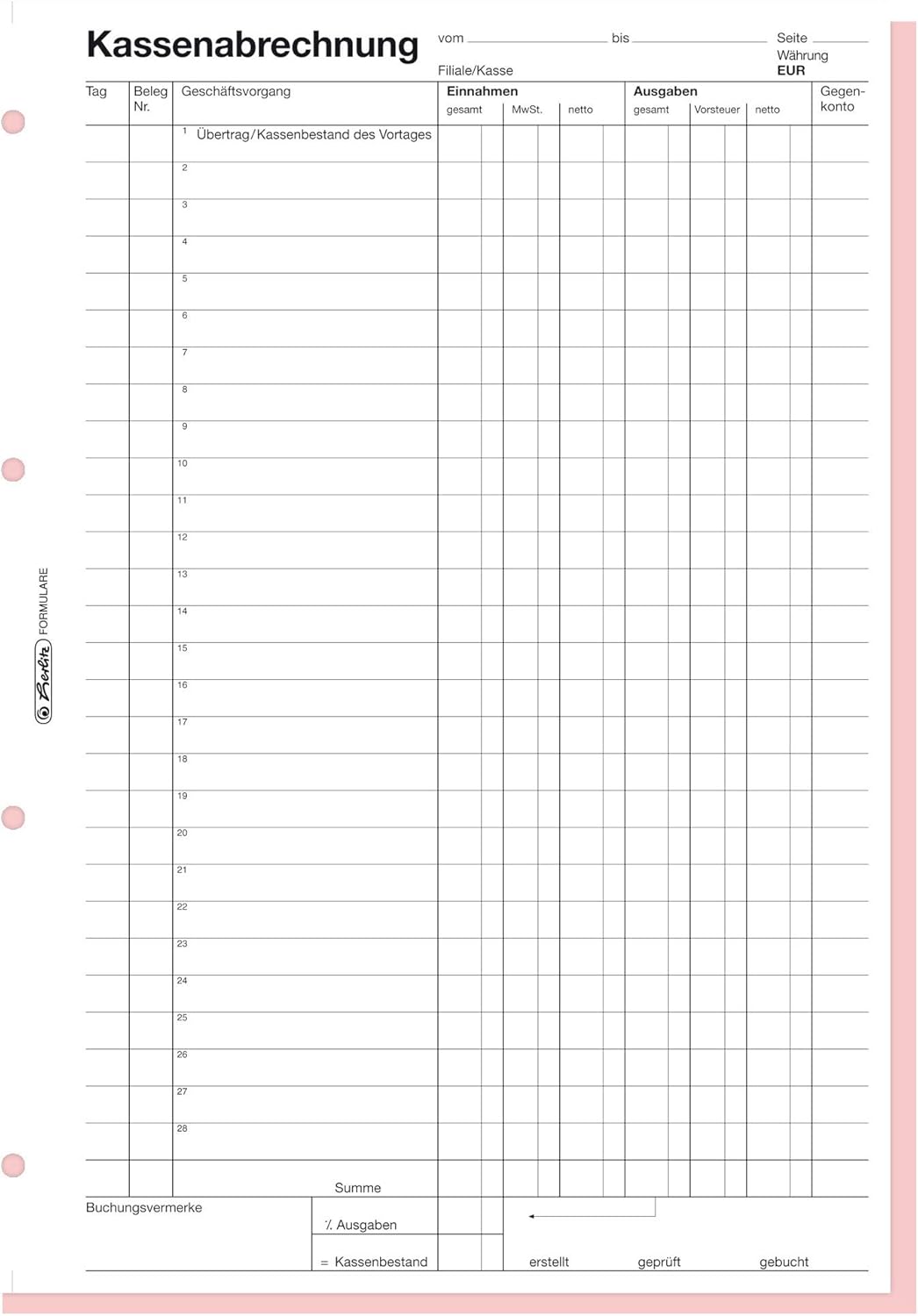 Herlitz 882415 Cash Abrechnungs Book A4 Card 502, 2x 50 Sheets Blue – Bild 3