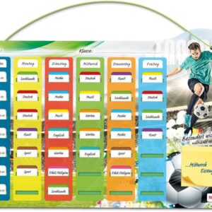 ROTH Klipp&Klar Steck Fix Timetable – Footballer, A3 – Ideal for Football Fans in Primary School