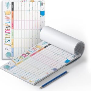 itenga Stundenplan DIN A4 als Block 25 Blatt Stundenplanblock stundenpläne (Doodles)