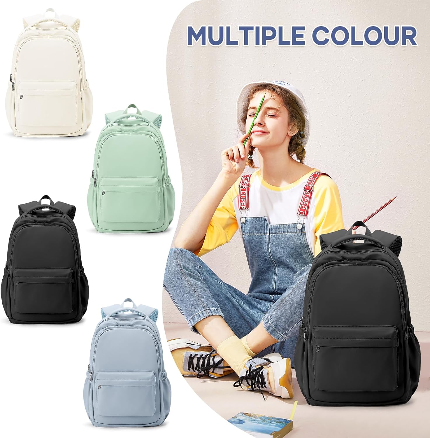 School Bag School Backpack for Girls Lightweight School Bags for Teenager Girls Waterproof School Backpack for College School Boys School Bag Backpack Casual Backpack Women – Bild 8