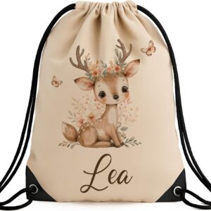 Personalised Children’s Gym Bag with Name – Robust Jute Bag with Drawstring & Reinforced Corners – School Bag, Sports Bag Girls & Boys – Gym Bag Nursery – [33 x 45 cm]