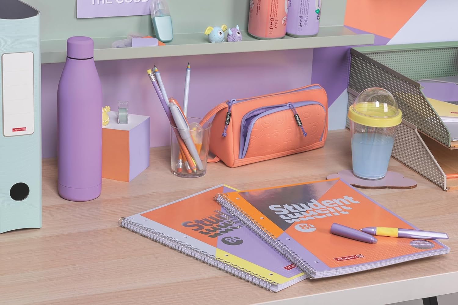 BRUNNEN College Notepad Premium Student "Intoxicate" | A4, Line Style 27, 80 Sheets, Coral – Bild 4