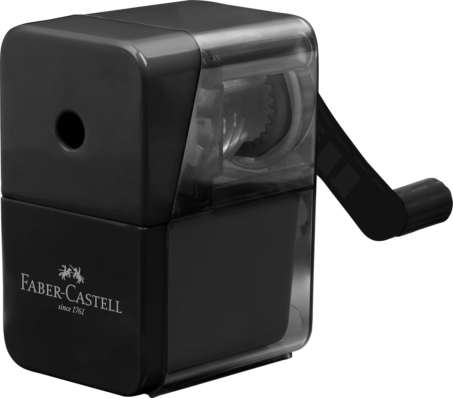 Faber-Castell 180984 Sharpener with Crank, Black, Sharpener with High-Quality Sharpener Blade