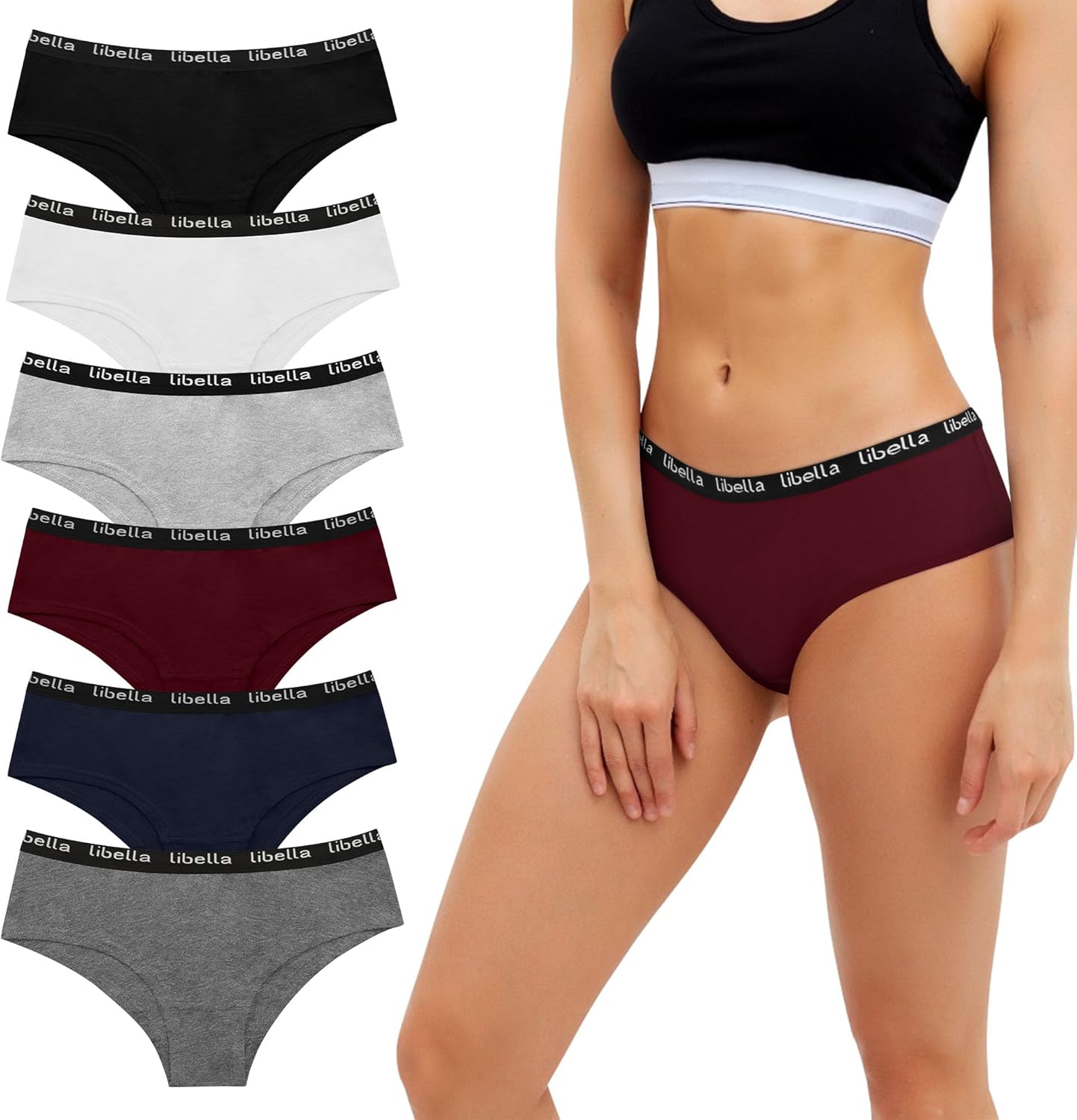 Uizuooy Women's Cotton Briefs Multipack Hipster Underwear Breathable Panties Cotton Soft Comfortable Women's Underwear Pack of 6