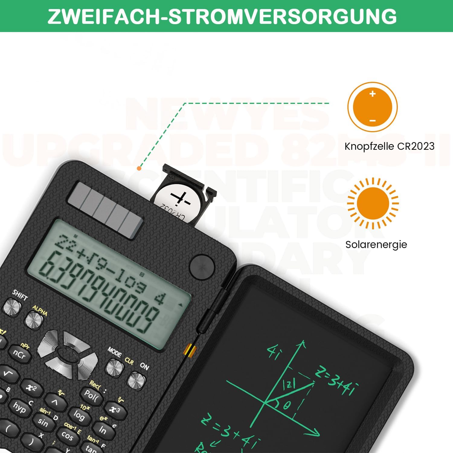 NEWYES Scientific Calculator 82 MS, 240 Functions & 2-Line Display School Calculator with Protective Case for Junior, Medium and Student – Bild 3