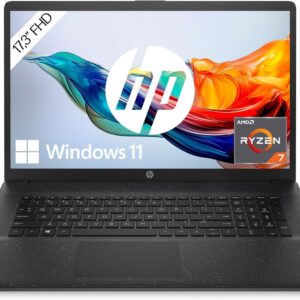 HP Laptop with 17.3" FHD Display, AMD Ryzen 7 7730U, 16GB DDR4 RAM, 512GB SSD, AMD Radeon Graphics, Windows 11, QWERTZ Keyboard, Black