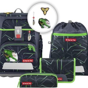 Step By Step School Bag Set Cloud, 5 Pieces, Ergonomic Bag with Reflectors, Height Adjustable with Waist Belt, From Year 1 19 L