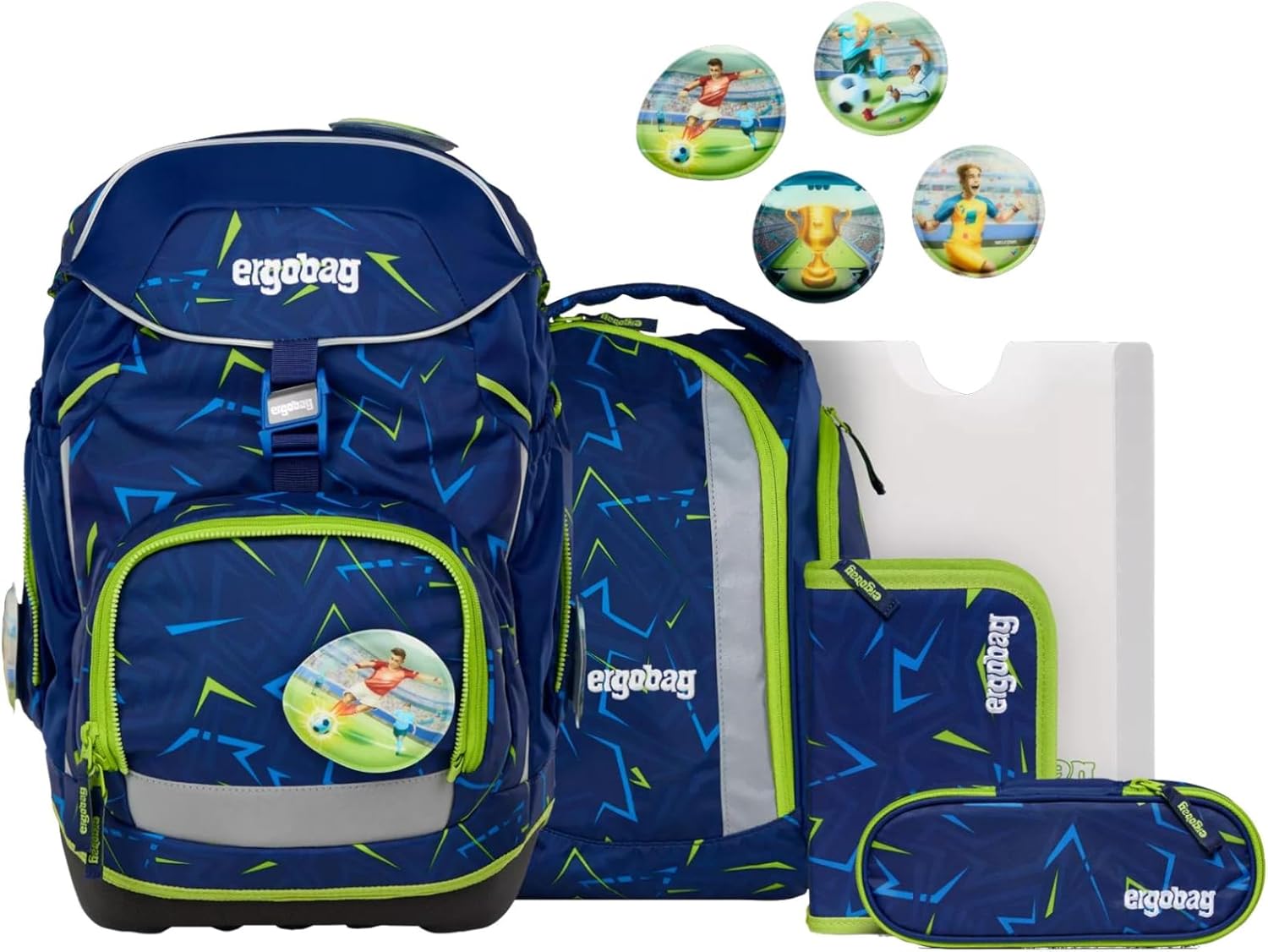 ergobag Ergonomic School Backpack, Flexible 6-Piece Set, Year 1 Primary School for Girls and Boys