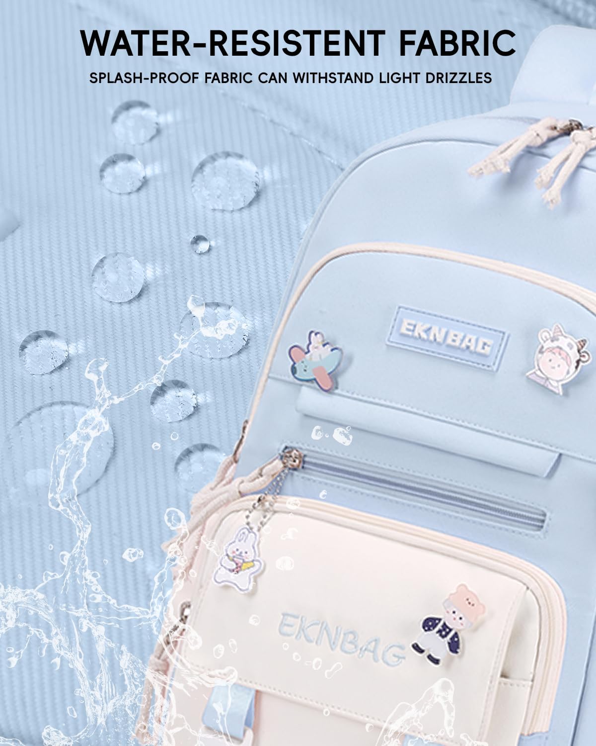 Tanou Backpack Girls School Backpack Teenagers School Bag Set with Students Shoulder Bag and Pencil Case, School Bag Children Casual Daypack School Bag for Girls, blue, Casual – Bild 7