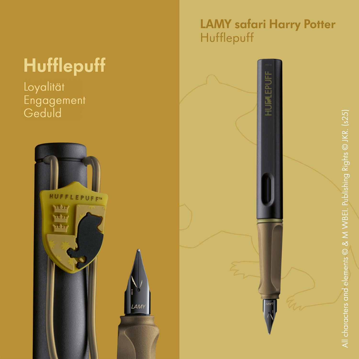 Lamy Safari Harry Potter Hufflepuff Fountain Pen - Special Edition Fountain Pen with House Coat of Arms - Steel Nib in Line Width M - with Ergonomic Handle - Includes T10 Blue Ink Cartridge – Bild 3