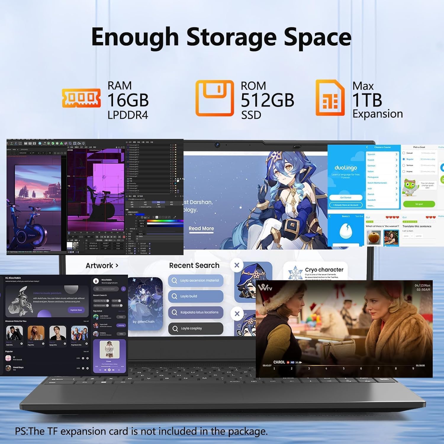 Azeyou Laptop with 15.6 Inch FHD, Ryzen 3 3200U Processor Notebook, 16GB RAM, 512GB SSD, Radeon Vega 3 Processor Graphics, USB & Type C, 5G WiFi, OS 11 Pro Portable Laptop – Bild 2