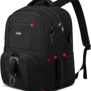 Backpack Men’s School Backpack Boys Teenager Backpack Work Waterproof Business Daypacks Large with USB, Black (black 2), 15.6 inches, Rucksack