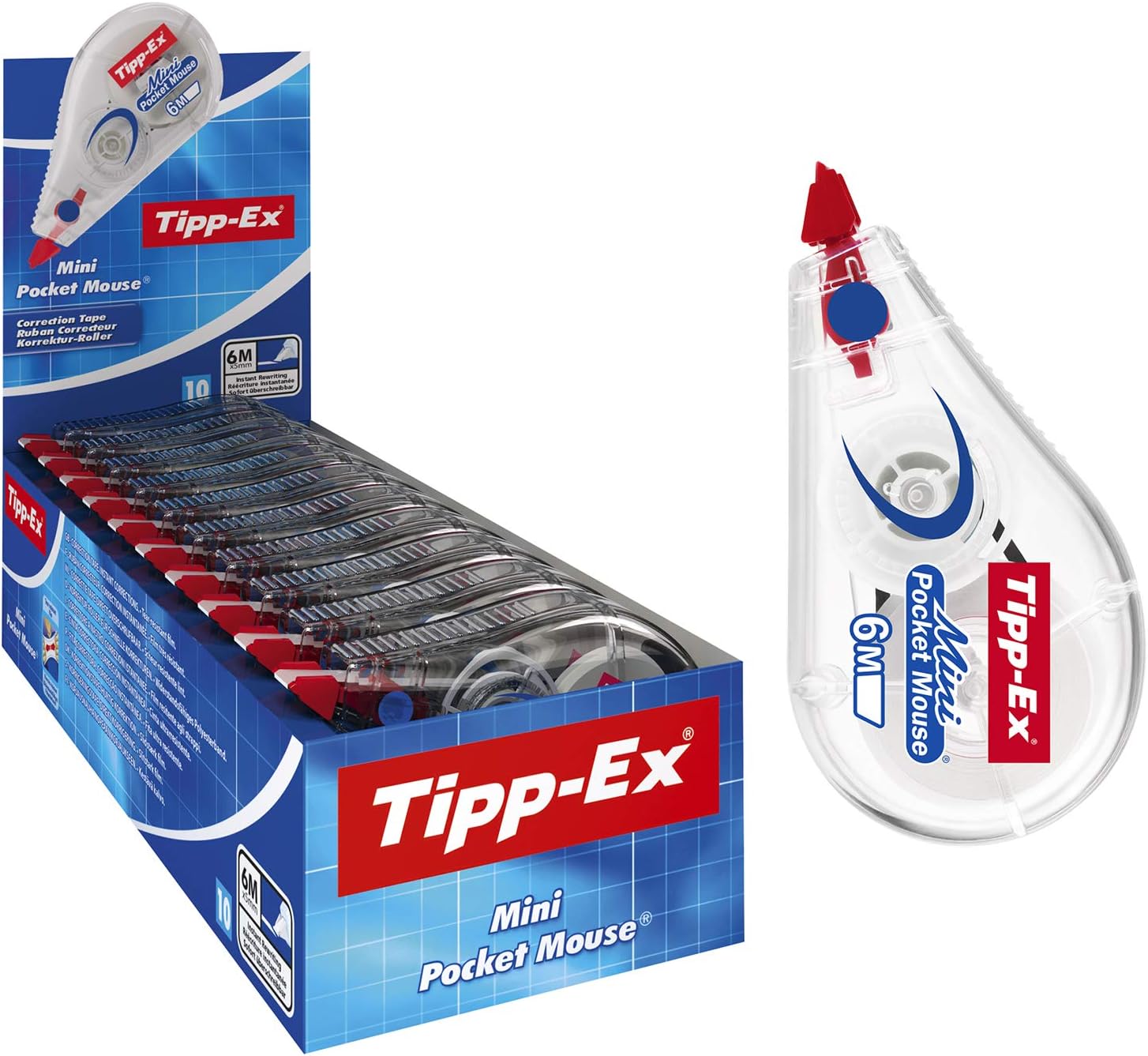 Tipp-Ex Mini Pocket Mouse Correction Tape Correction Tape Pack of 10 in Practical Display Box