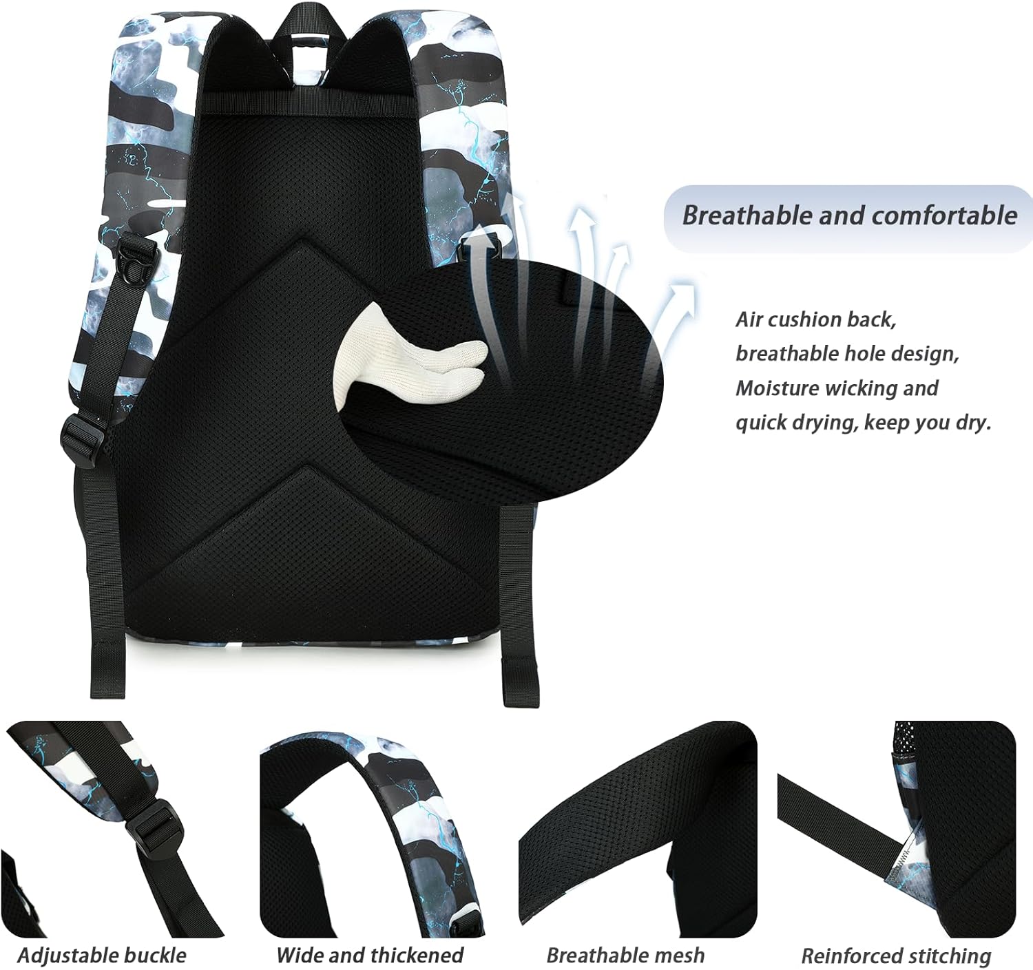 Lmwzh Boys for school backpack teenager school bag boys for school bag reflective backpack waterproof school bag – Bild 6