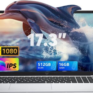 ACEMAGIC AX17 Laptop 17.3 Inches, 16 GB DDR4 512 GB SSD, N-97 Processor up to 3.6 GHz Laptop Computer, German Keyboard Protection, WiFi, BT5.0, 3 x USB 3.2, 180° Open and Close
