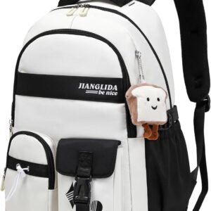 School Backpack Teenager Girls Backpack Girls School Bag Boys Large Waterproof School Bag Women's Daypack School Bag Backpack for School Satchel Travel with Pendant, Dark Black