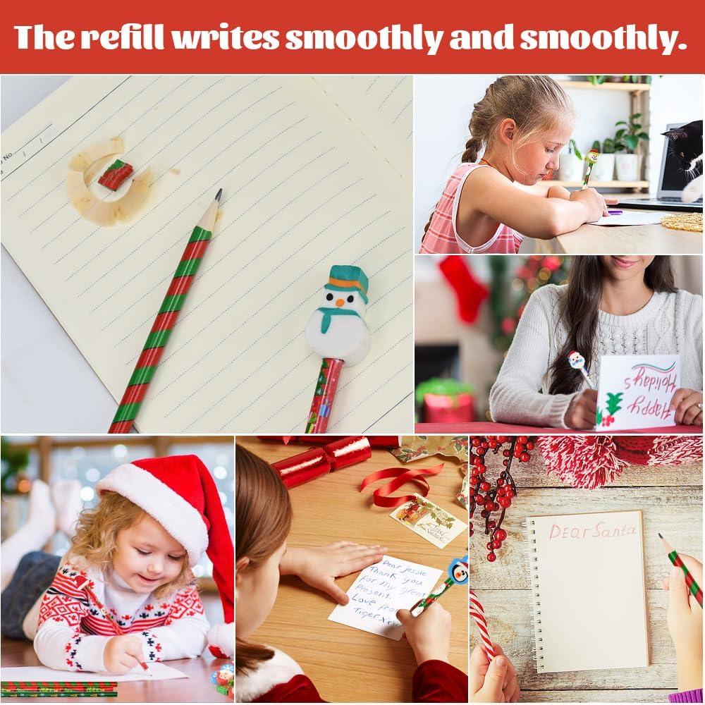 School HB Pens Set of 24 Christmas Pencils with Erasers Pencils Children Party Bags with Eraser Christmas Party Favours for Children Christmas Gift – Bild 6