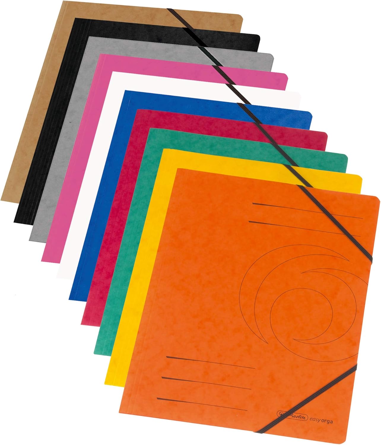 Herlitz 11166816 A4 Colorspan Elastic Folder, 355g/qm - Assorted Colours (Pack of 10)