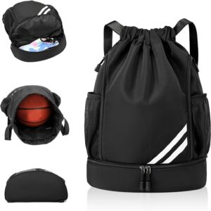 Gym Bag for Boys Women Men Children Sports Bag Sports Backpack Sports Bag with Drawstring Shoe Compartment Swimming Backpack Basketball Bag Backpack Sports Football Bag Waterproof