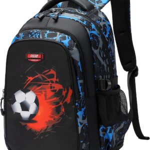 Asge School Backpack Boys Teenagers School Bags Girls Satchel Ergonomic Children's Backpacks Football Print School Bag for 8 10 14 Years School Bags for Boys Waterproof School Bag Large for School