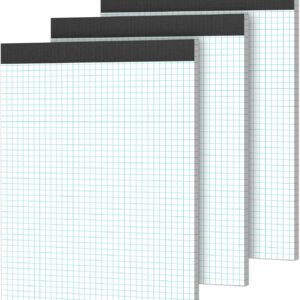 Notepad Squared A4 Notepads, Pack of 3 Graph Paper Pad Notes 21.6 x 30 cm Graphic Pads Writing Pad 4 x 4 Checked 70 g/m² Grid Paper Notepad for School Paper Office – 30 Sheets/Pad