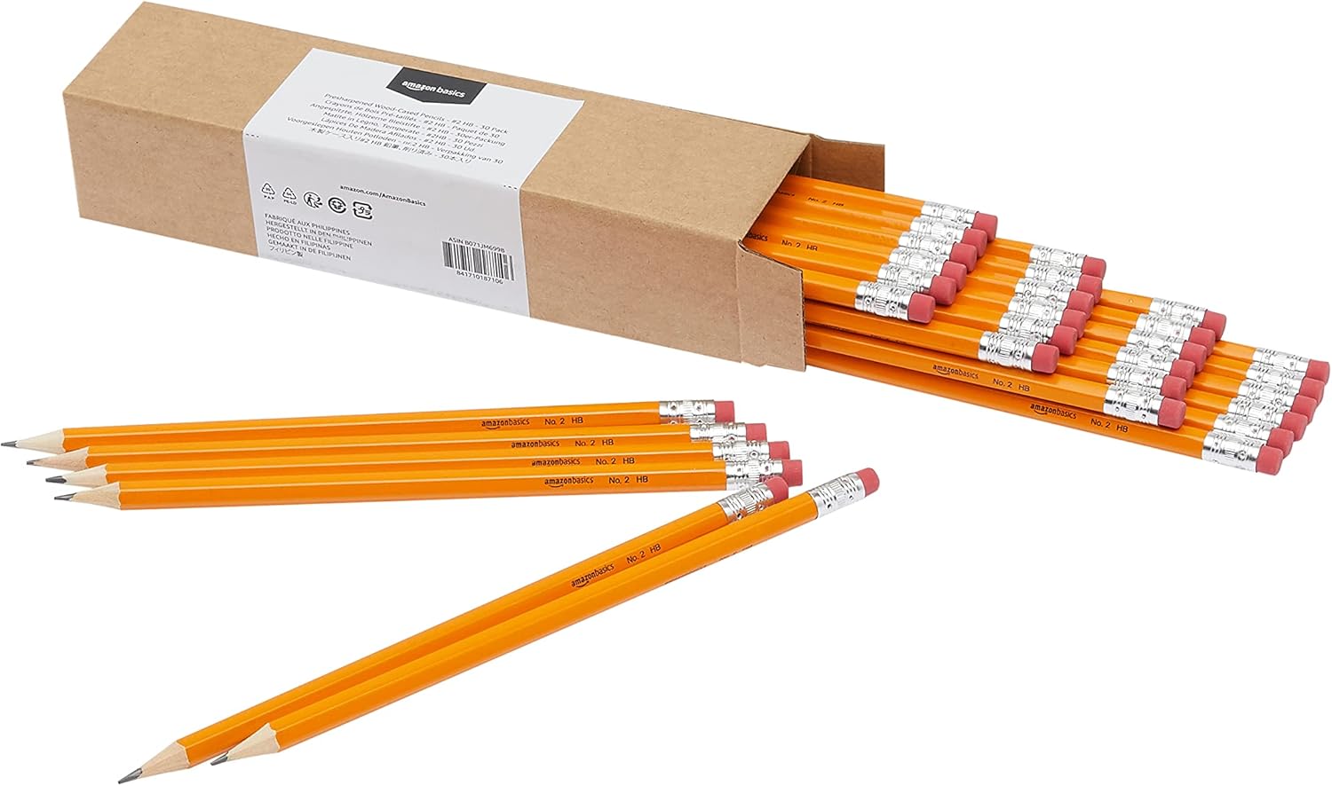 Amazon Basics Wooden HB Pencils - Pack of 30 - Orange