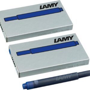 Lamy T10 Ink Cartridge Set of 2 Large Cartridges in Blue, Cartridge Fountain Holders in Blister 10-Pack