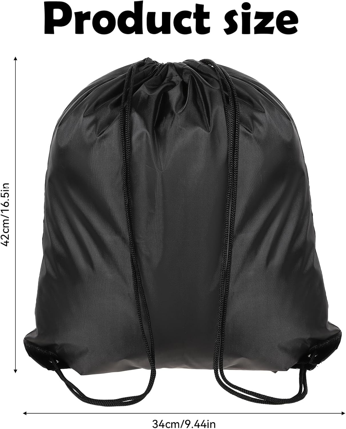 Pack of 2 Drawstring Bag String Backpack with Drawstring Swimming Bag Adjustable Gym Bag Black PE Bag Polyester Sports Bag for Women Men Sports Gym Travel Swimming Beach, black – Bild 2