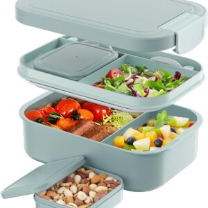 Adult Lunch Box, 1900 ml, Leak-Proof Bento Box, Adult for Office, School (Green)