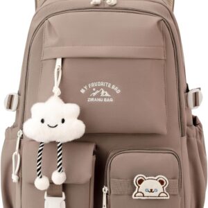 School Backpack Girls Teenagers School Bag Girls Large with Many Compartments Casual Backpack School with Cute Tags and Badges for Girls 3rd to 7th Grade