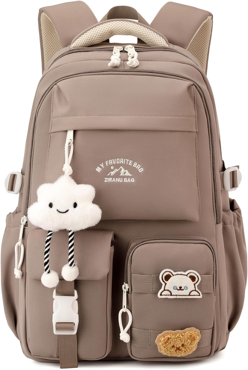School Backpack Girls Teenagers School Bag Girls Large with Many Compartments Casual Backpack School with Cute Tags and Badges for Girls 3rd to 7th Grade