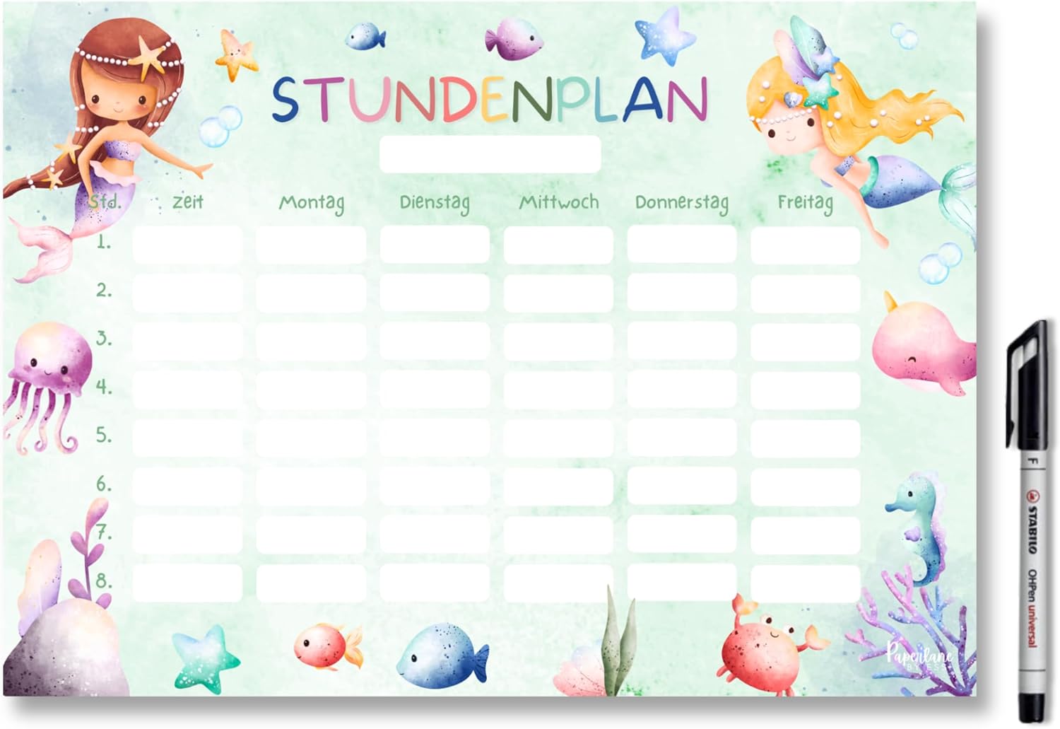 Mermaid Magnetic Wipe Clean Timetable (Magnetic Timetable with Pen)