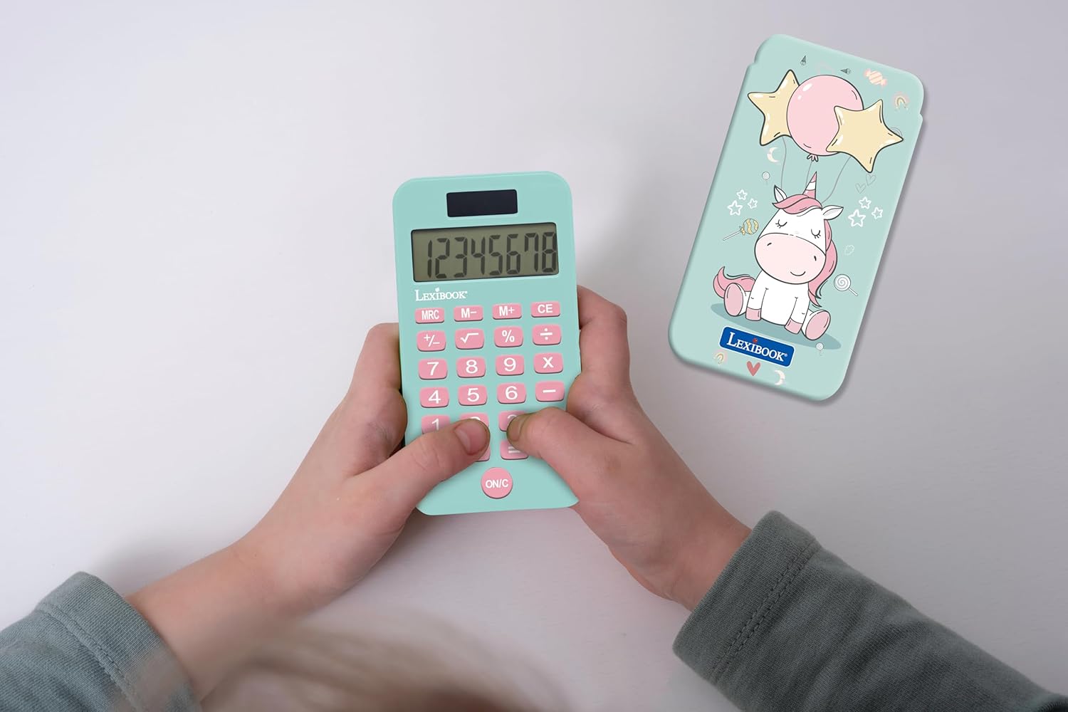 Lexibook, Unicorn Calculator with Protective Cover, Classic and Advanced Functions, Battery and Solar Power, Blue and Pink, C45UNI – Bild 5