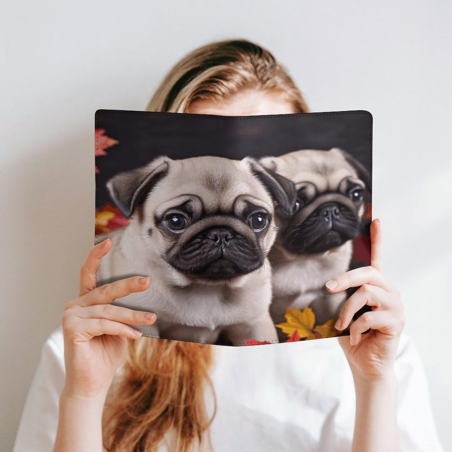 Leder-Notizbuchhülle, strapazierfähige Buchumschläge, Mops-Druck, wasserdicht, schützt Notizbücher, Bücher und ist für Büro und Schule geeignet – Bild 7