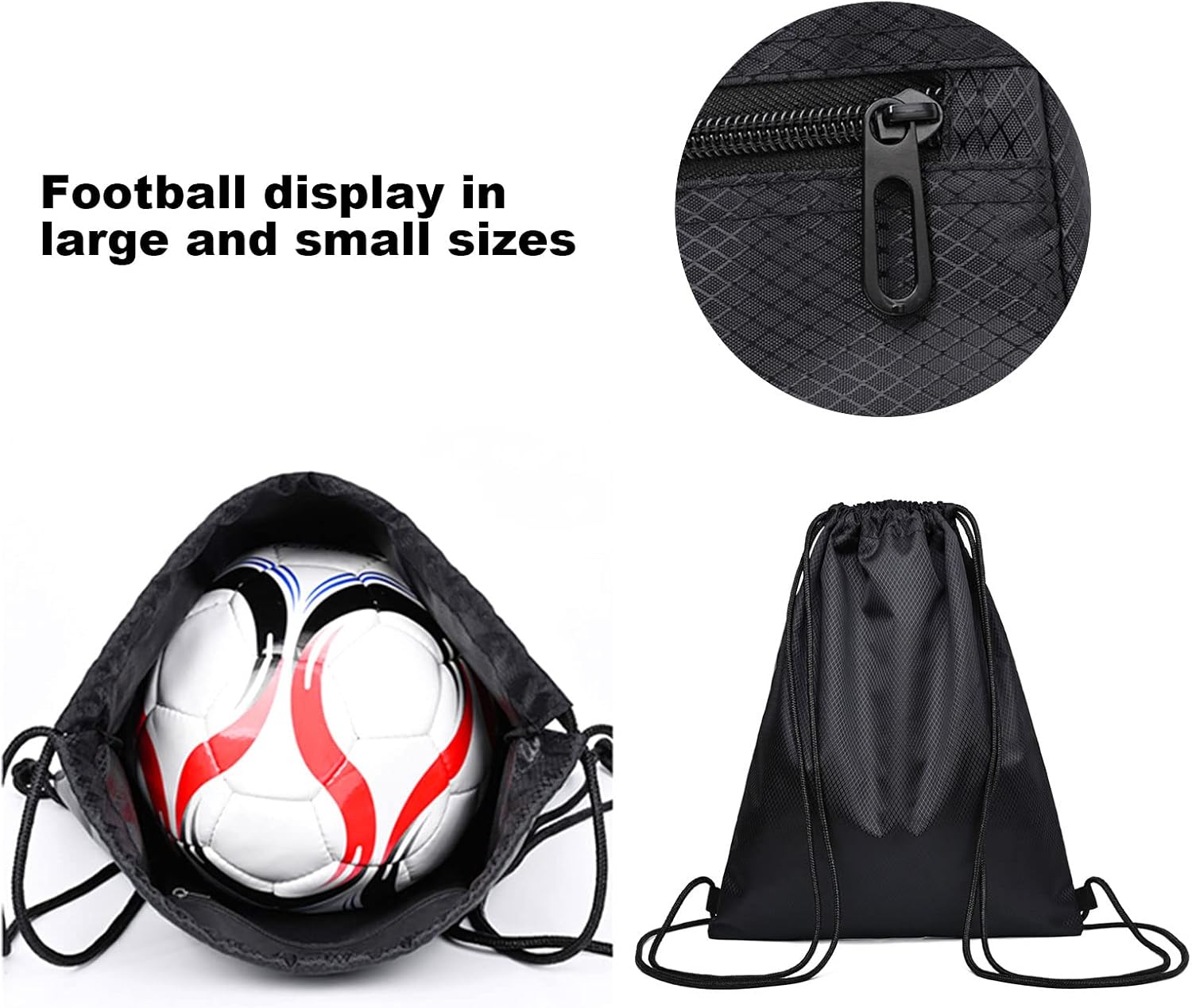 Drawstring Bag for Women Men Gym Bag Drawstring Waterproof Drawstring Bag with Zipper Outer for Sports Holiday Travel – Bild 4