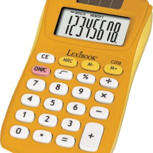 Lexibook - FRUITIES® Calculator, 8 Digits, 4 Operations, Basic and Advanced Functions, Solar and Battery Operation, Yellow, C208D