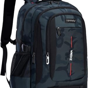 Tanou School Backpack Boys Backpack Teenagers Camouflage School Bag for Boys with Large Capacity Fashion Satchel Daypack for School and Travel, Green, Tactical