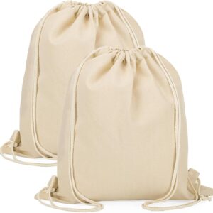 Pack of 2 Canvas Gym Bags, 38 x 42 cm Fabric Bag with Drawstring, Bag, Backpack, Sports Bag, Jute Bag for Painting, Fabric Bag, Women and Men, Children, Sports, Travel